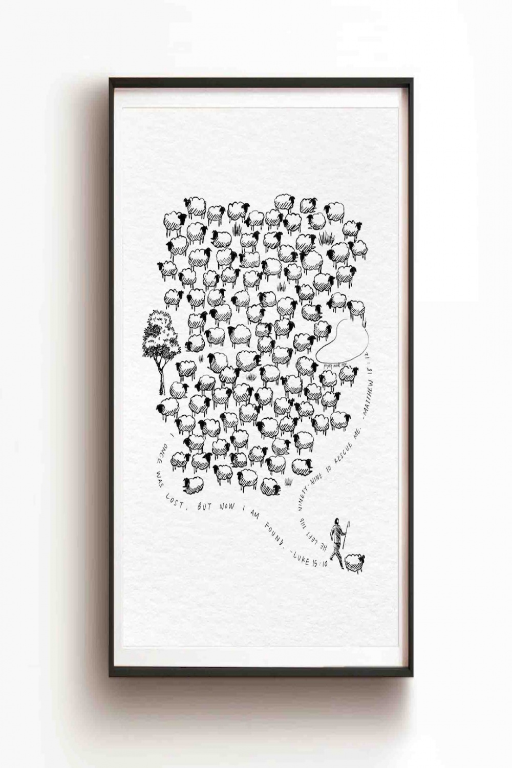 Jesus Left the  Sheep DIGITAL DOWNLOAD, Watercolor Bible Art