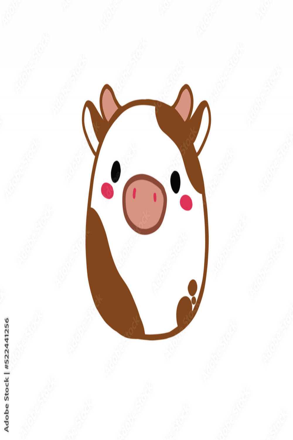 Kawaii adorable cute isolated cow brown and white baby