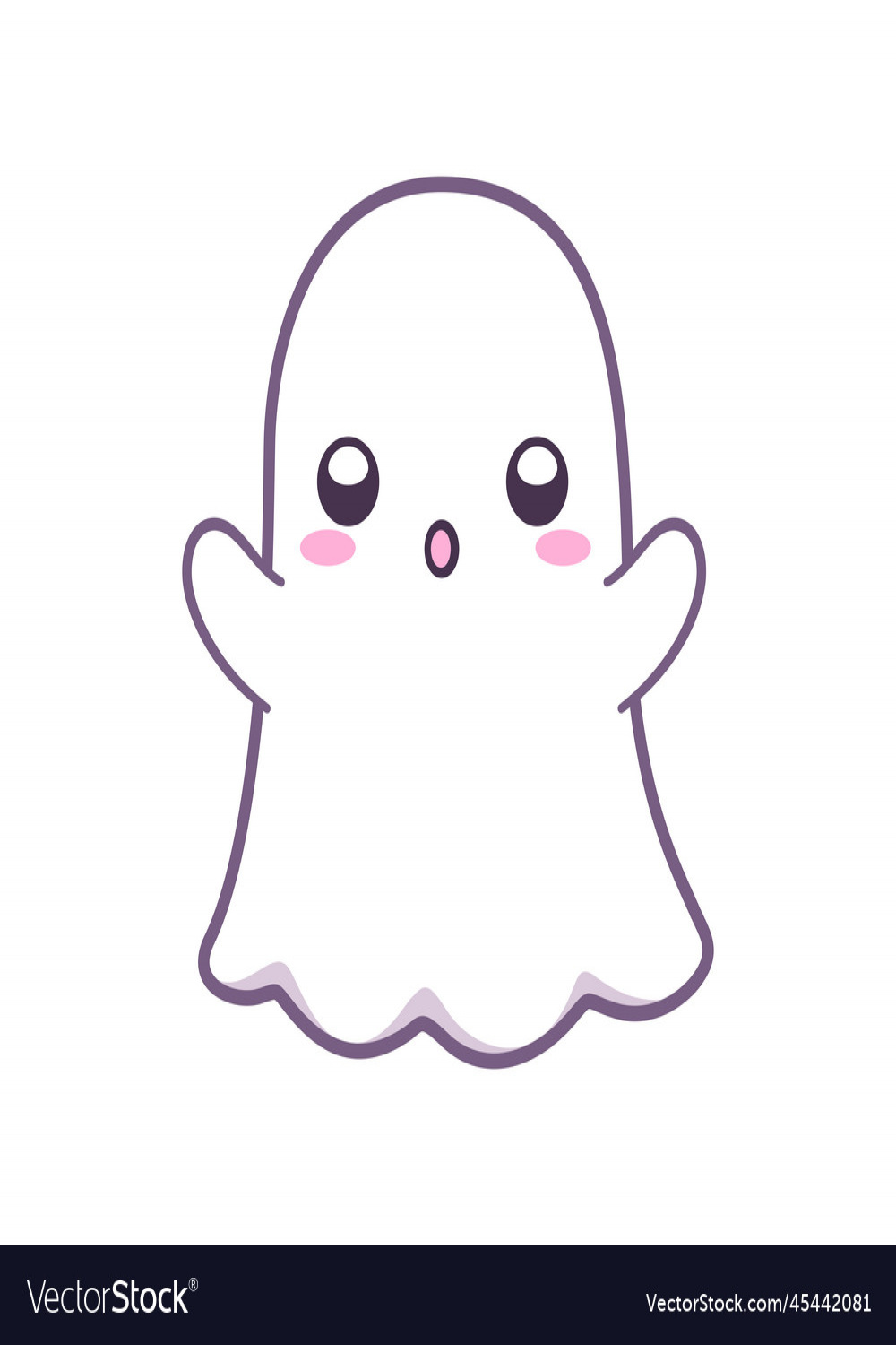Kawaii ghost clipart doodle scary cute halloween Vector Image