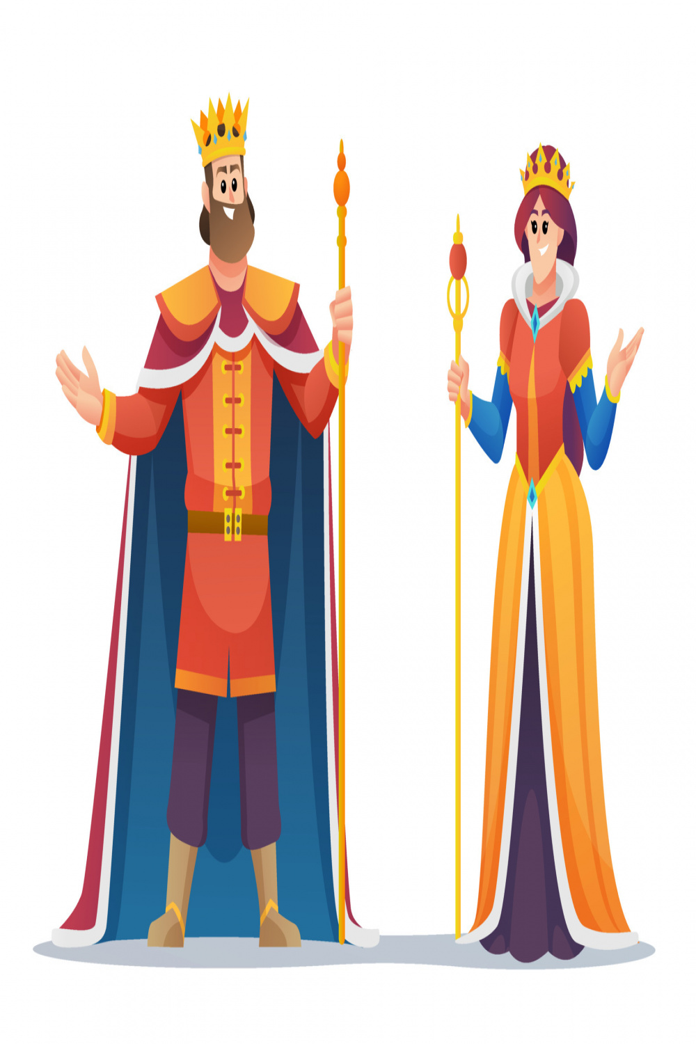 King and queen cartoon character set  Vector Art at Vecteezy