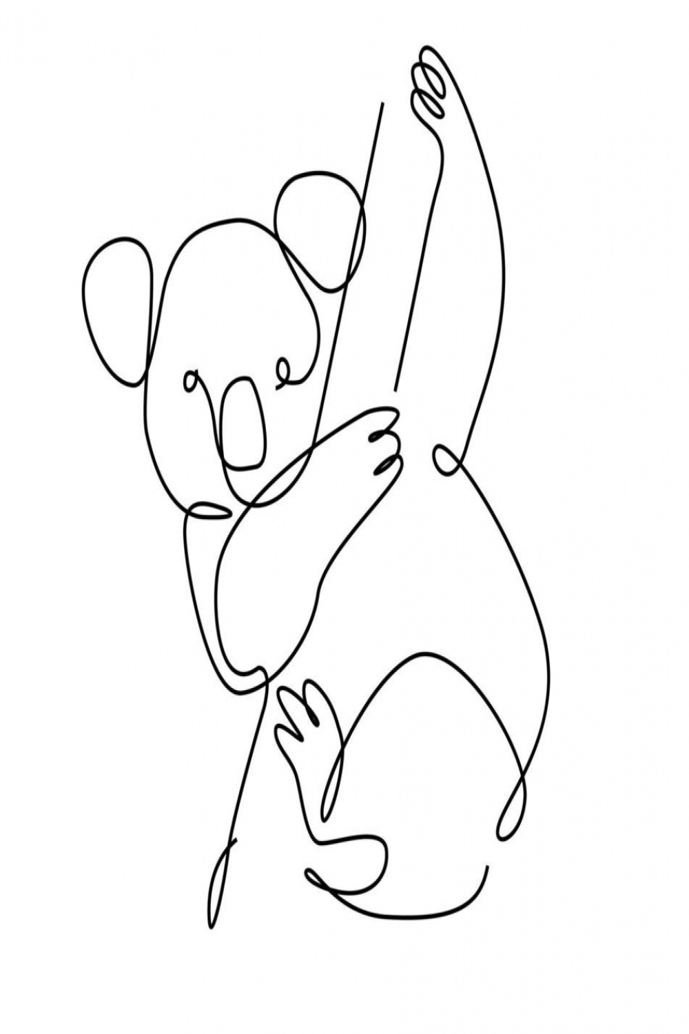 Koala one line. Australian koala bear outline
