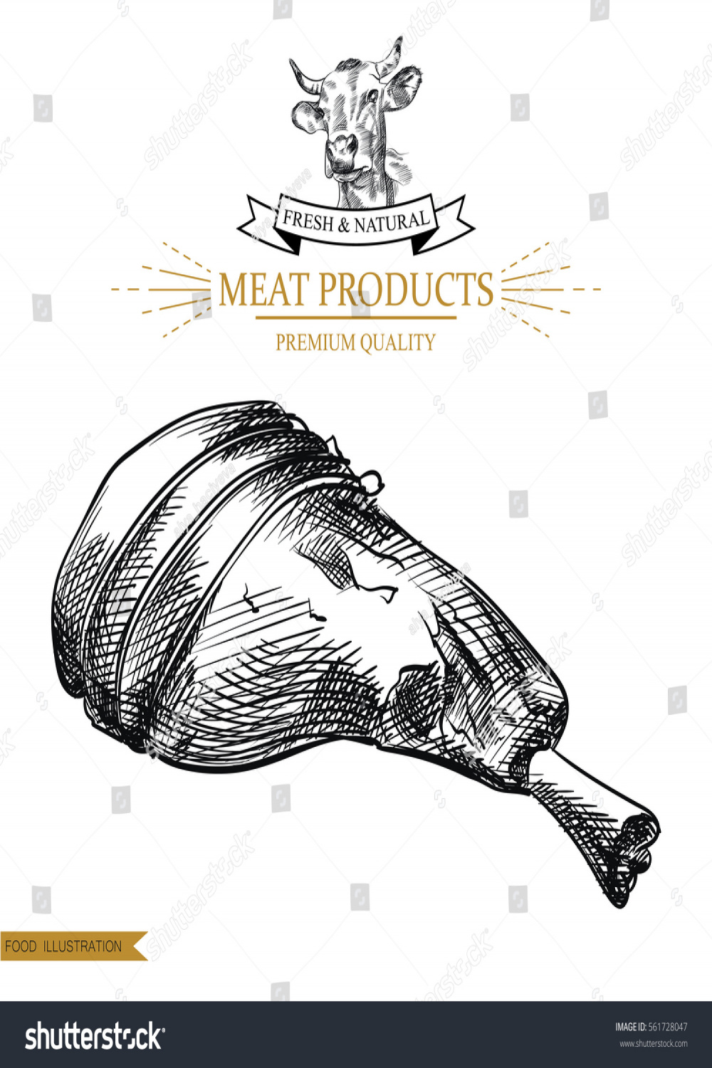 Lamb Leg Illustration: Over , Royalty-Free Licensable Stock