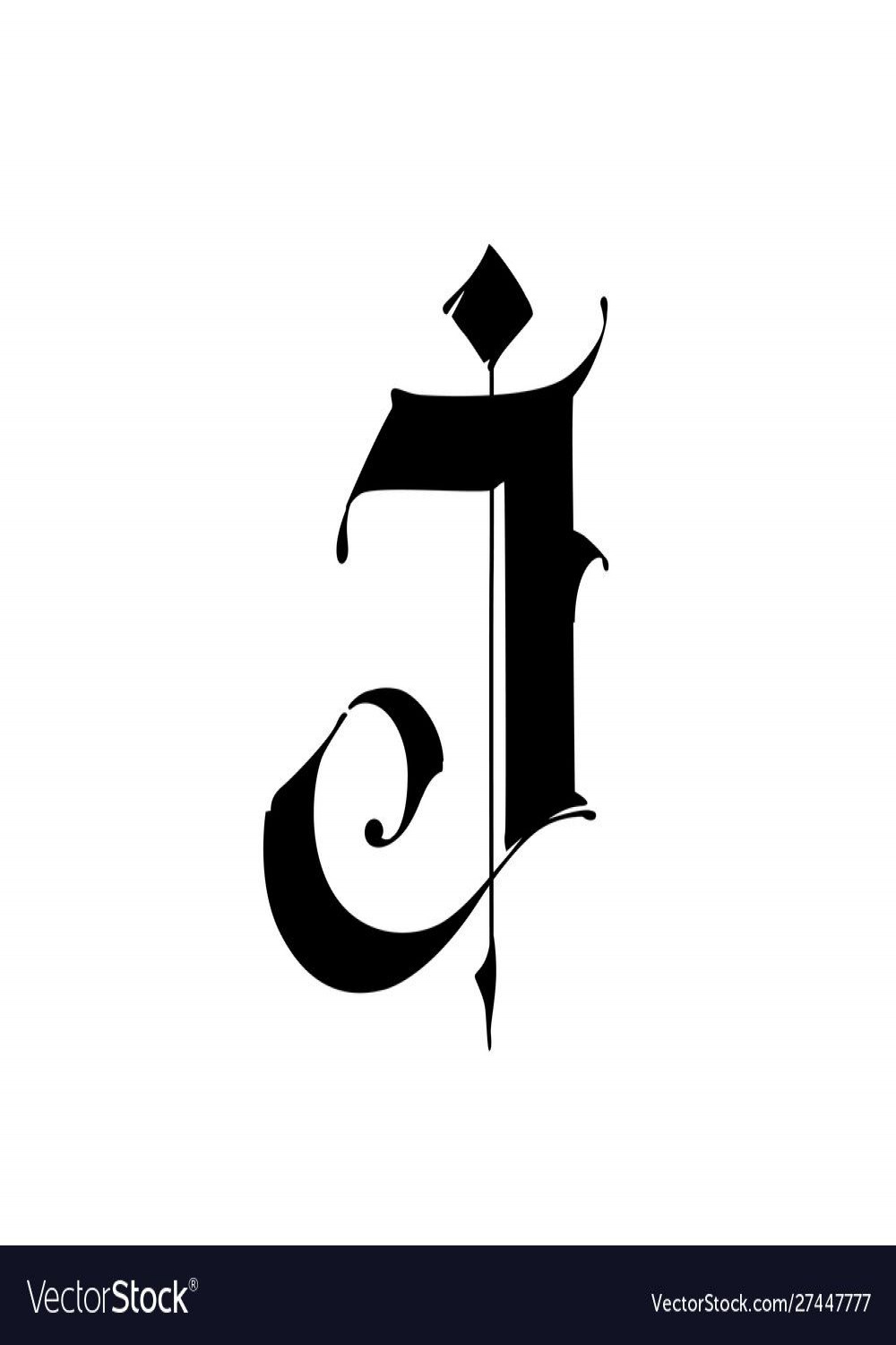 Letter J, in the Gothic style. Vector. Alphabet
