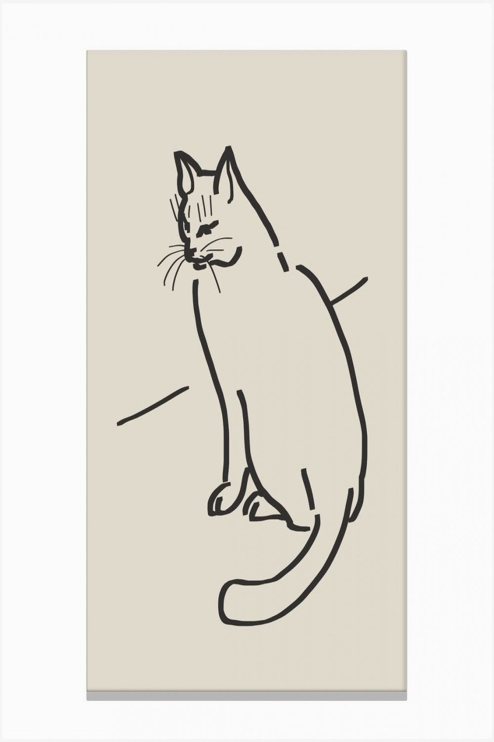 Line Art Cat Drawing  Canvas Print