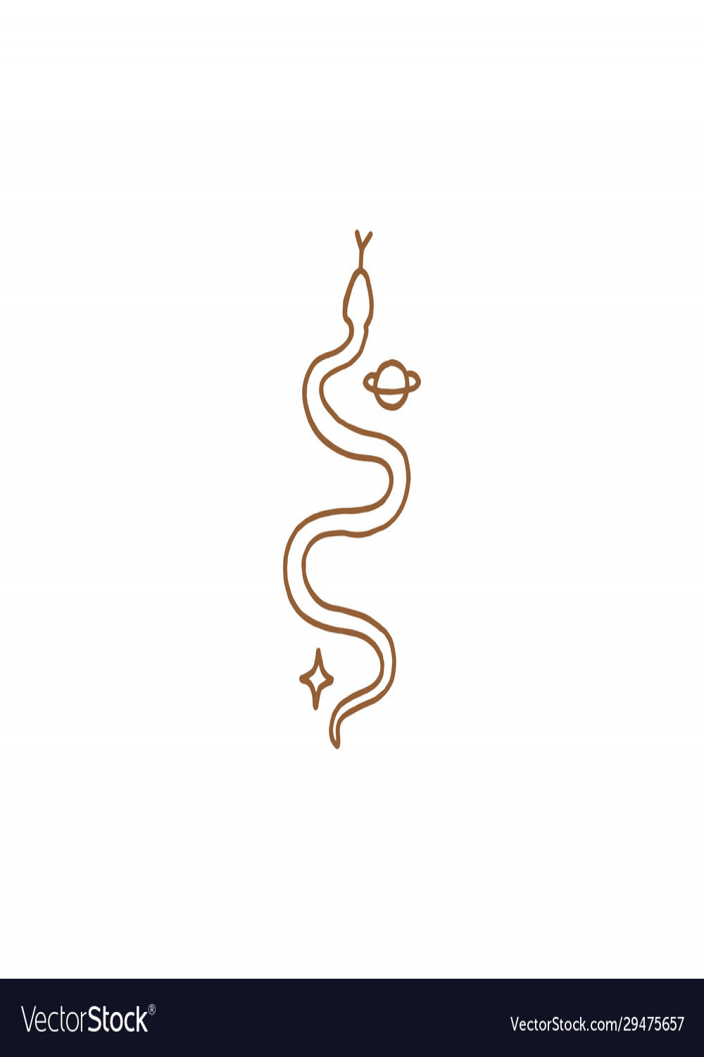Line art minimalist boho gold snake in space logo Vector Image