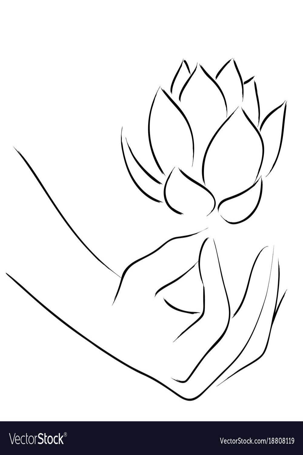 Line art of yoga hand Royalty Free Vector Image