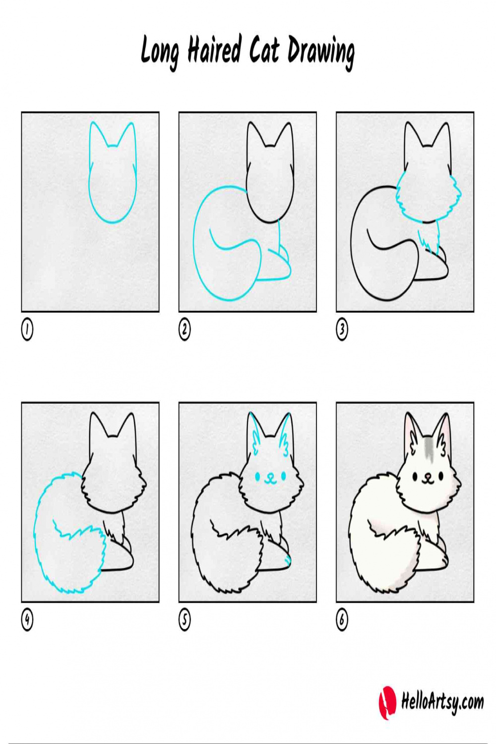 Long Haired Cat Drawing - HelloArtsy