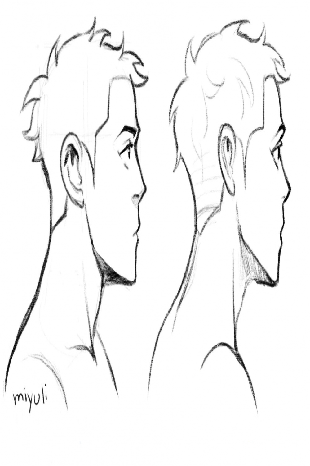 Male face side view Drawing Reference and Sketches for Artists