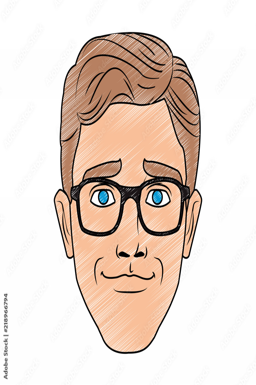 Man face with glasses pop art cartoon vector illustration graphic