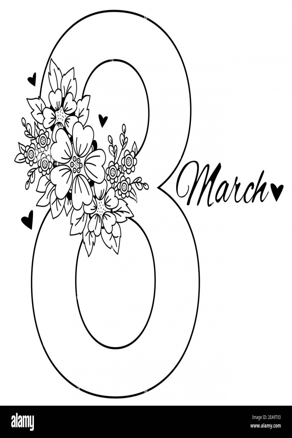 March . Holiday card for International Womens Day