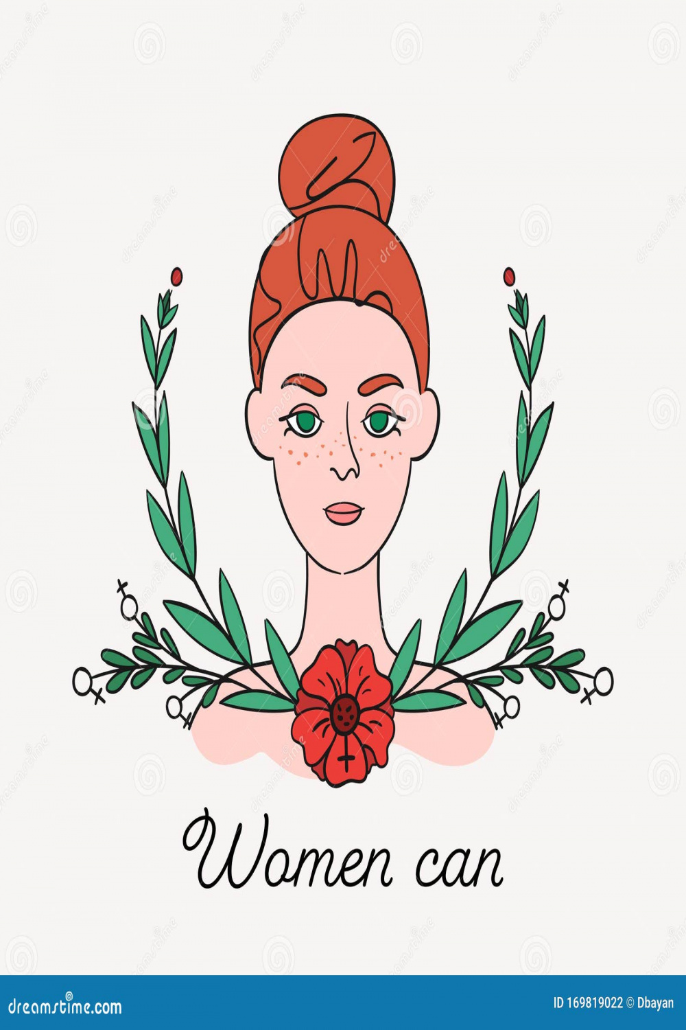 March Ideas. Line Style Banner about Feminism