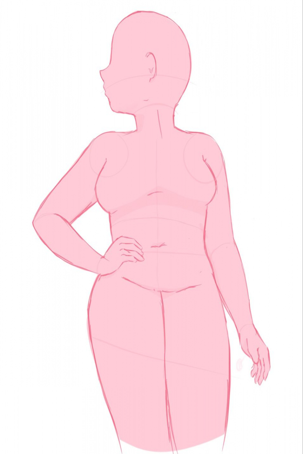 Medium / plus size drawing reference standing side pose in