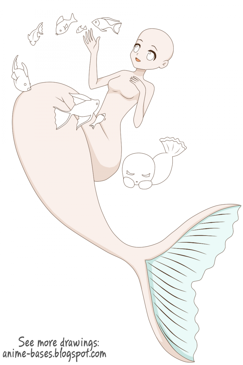 Mermaid tail + fish magic anime base  Anime poses reference