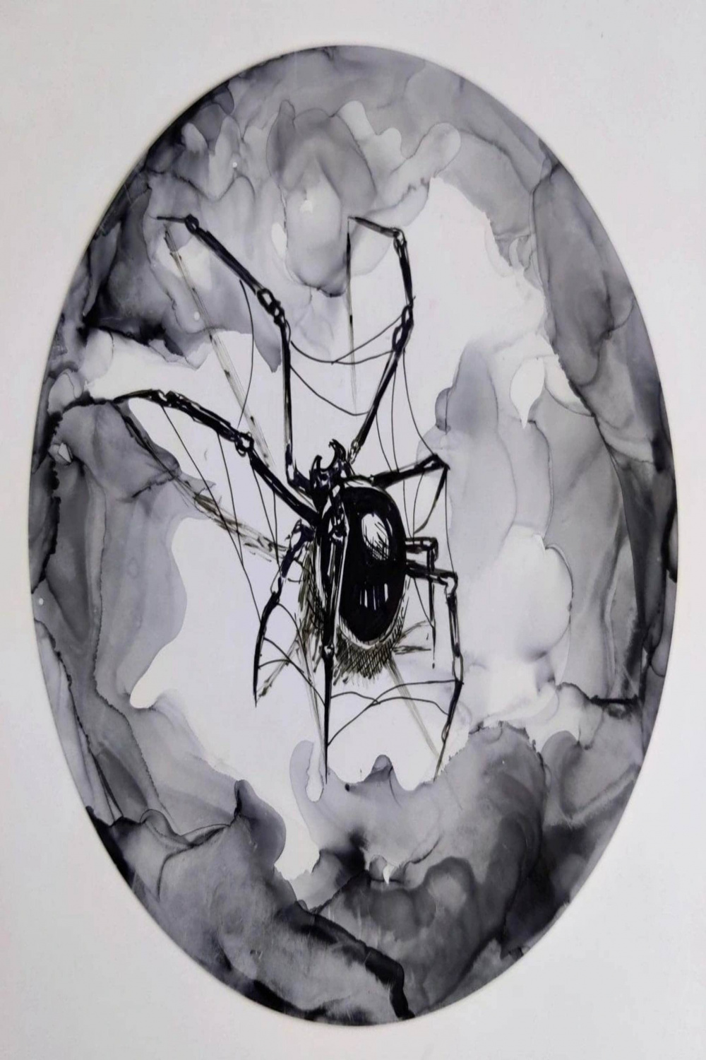 Mini Spider Art Original Painting Black & White/ - Etsy