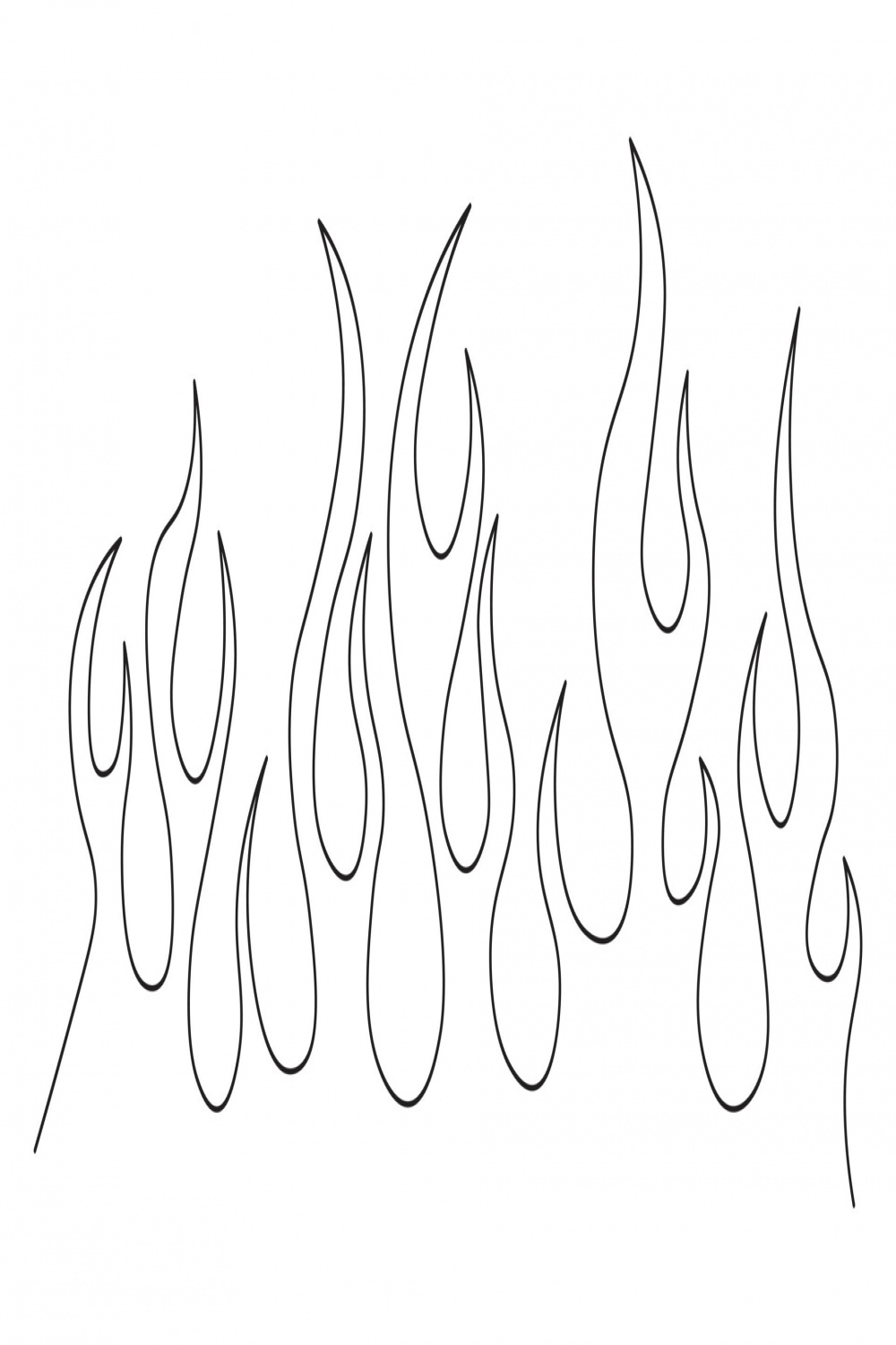 Minimalist silhouette of flame. One line drawing