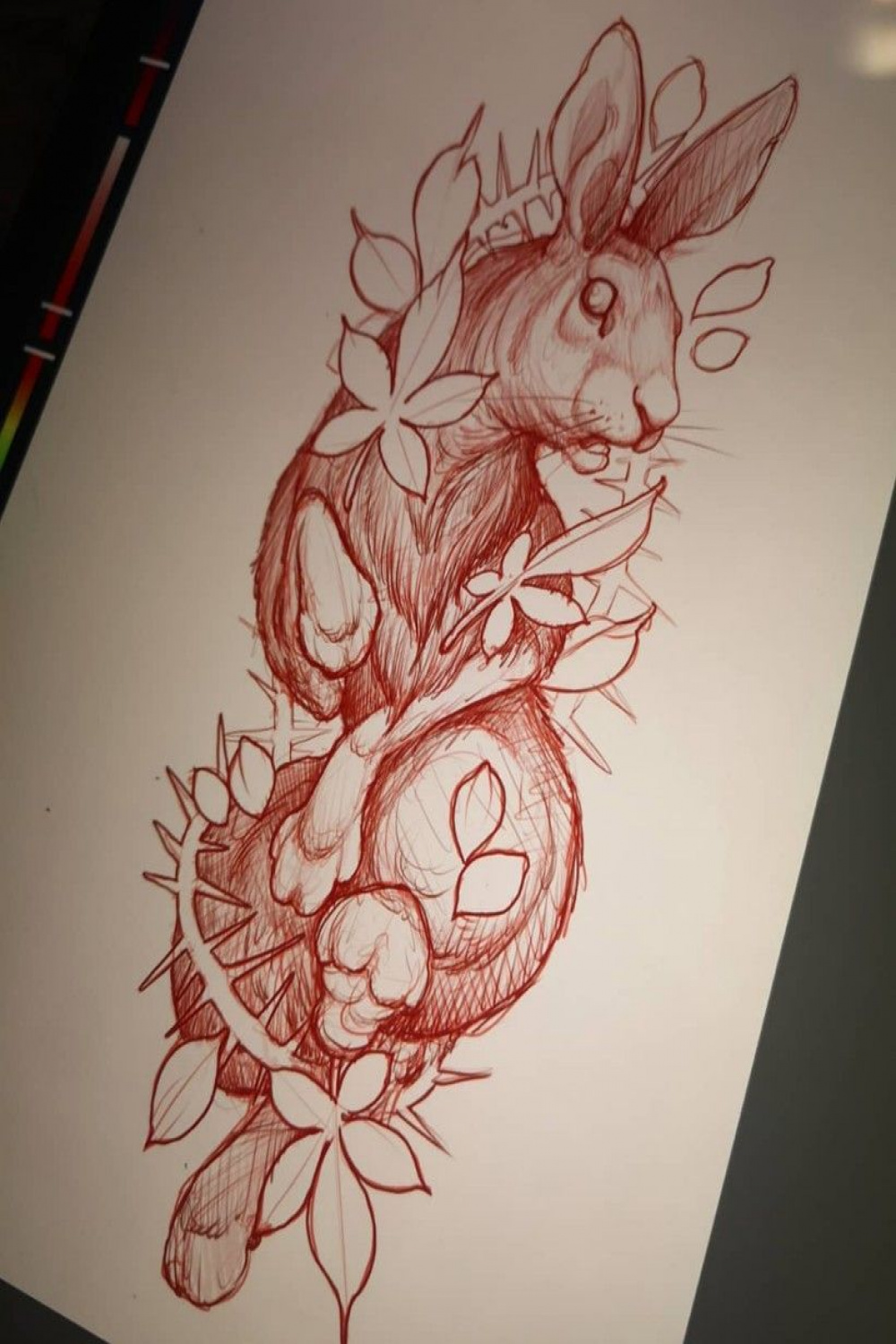 Minimalistic Drawing Sketches in   Rabbit tattoos, Black ink