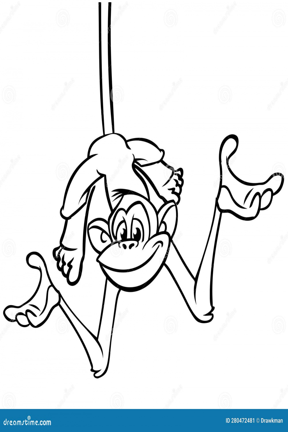 Monkey Hanging Upside Down Stock Illustrations –  Monkey Hanging