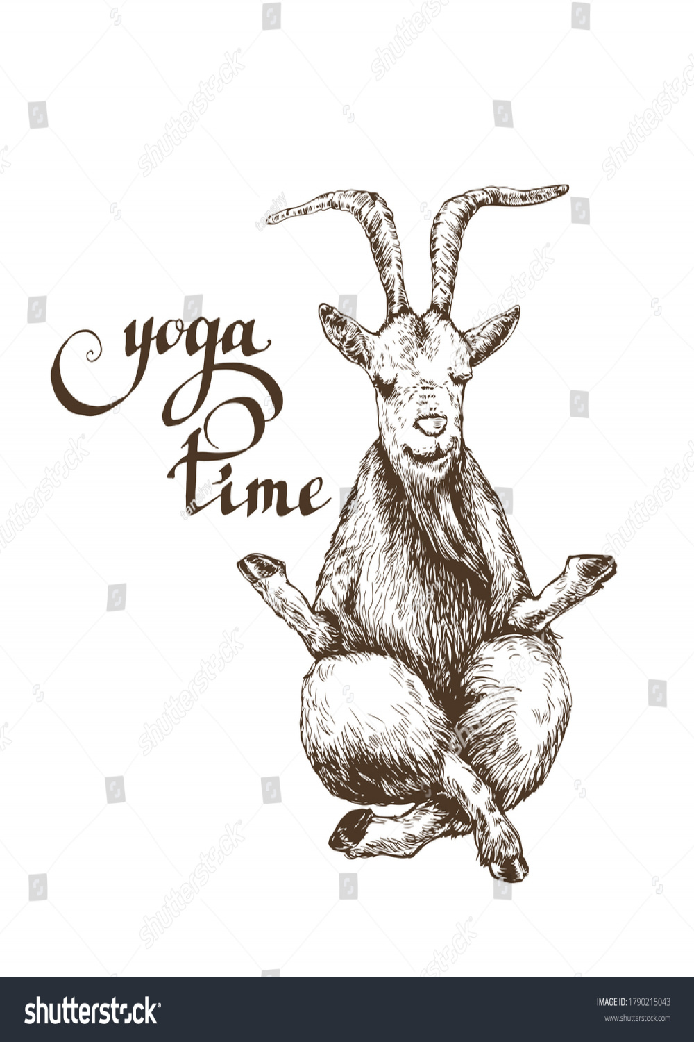 Mountain Goat Doing Yoga Lotus Pose Stock Vector (Royalty Free