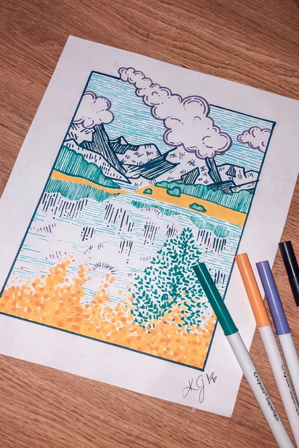 Mountain Marker Art in   Art markers drawing, Marker art