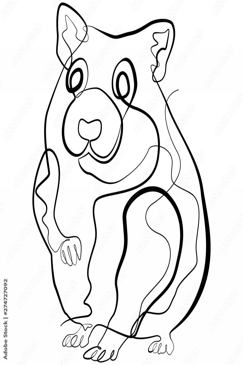 Mouse Hamster one line drawing