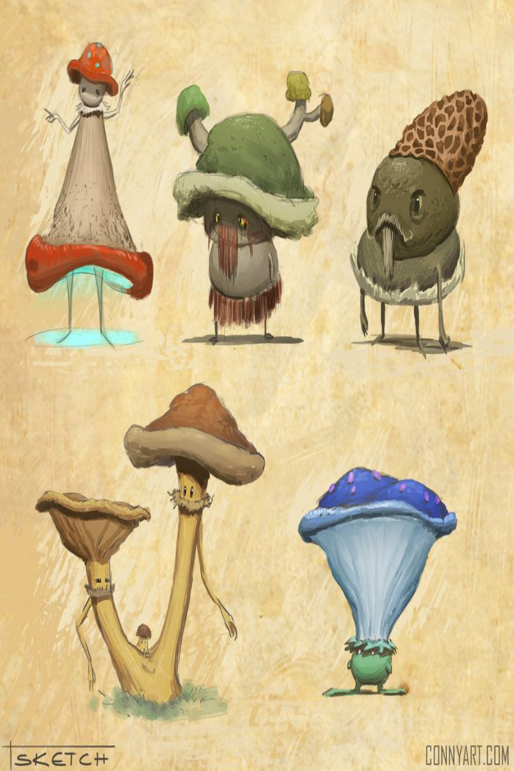 Mushroom People Sketches  Sketches of people, Creature concept