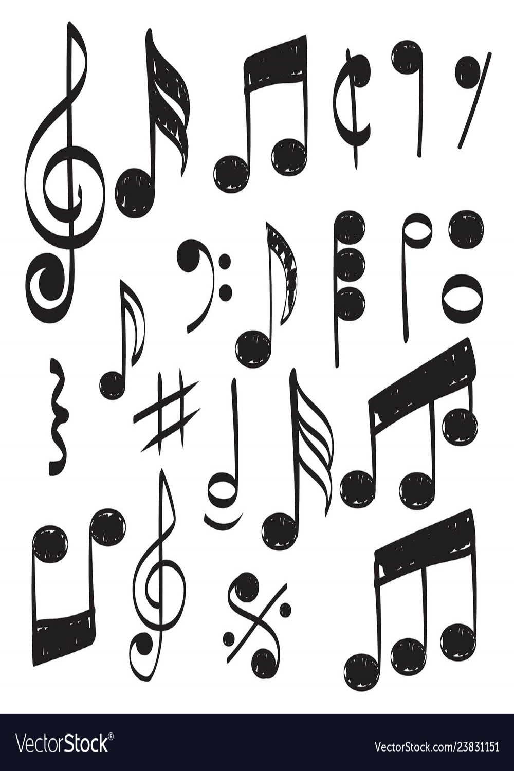 Music note doodles sketch musical hand Royalty Free Vector