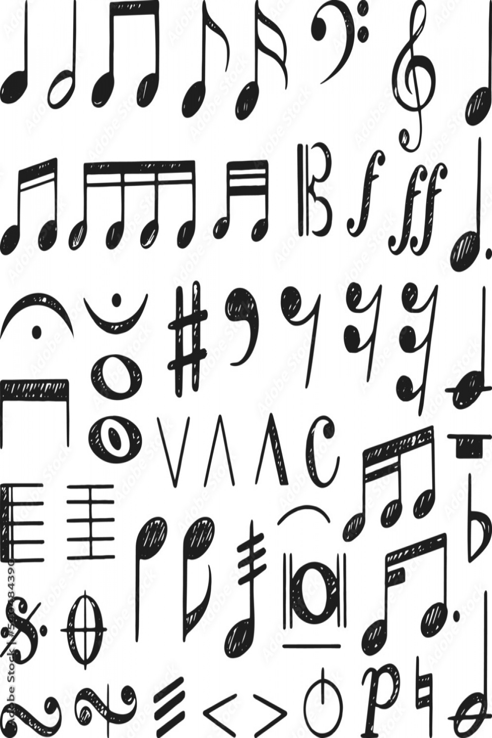 Musical notes sketch collection