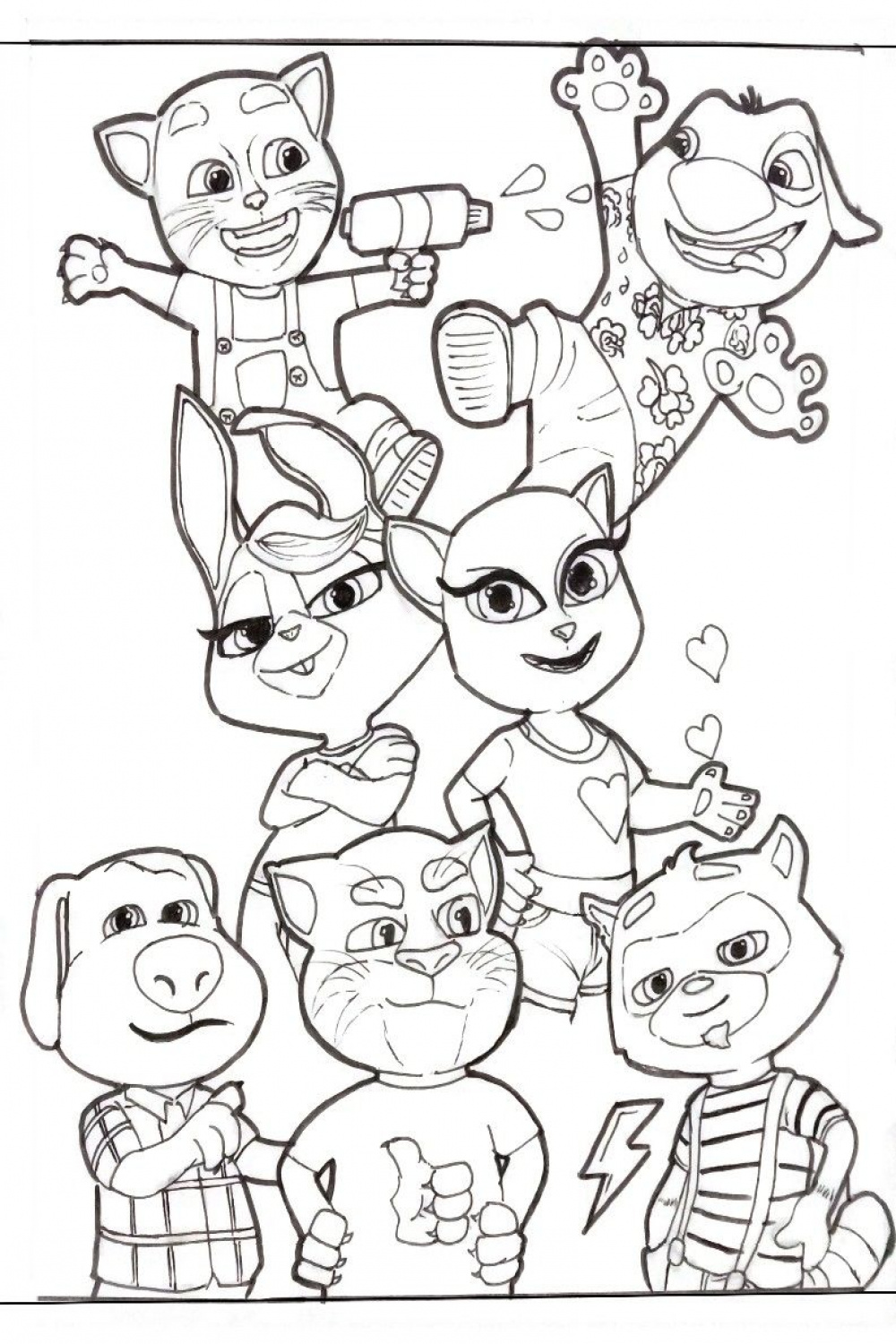 My talking tom and friends printable colouring page  Coloring