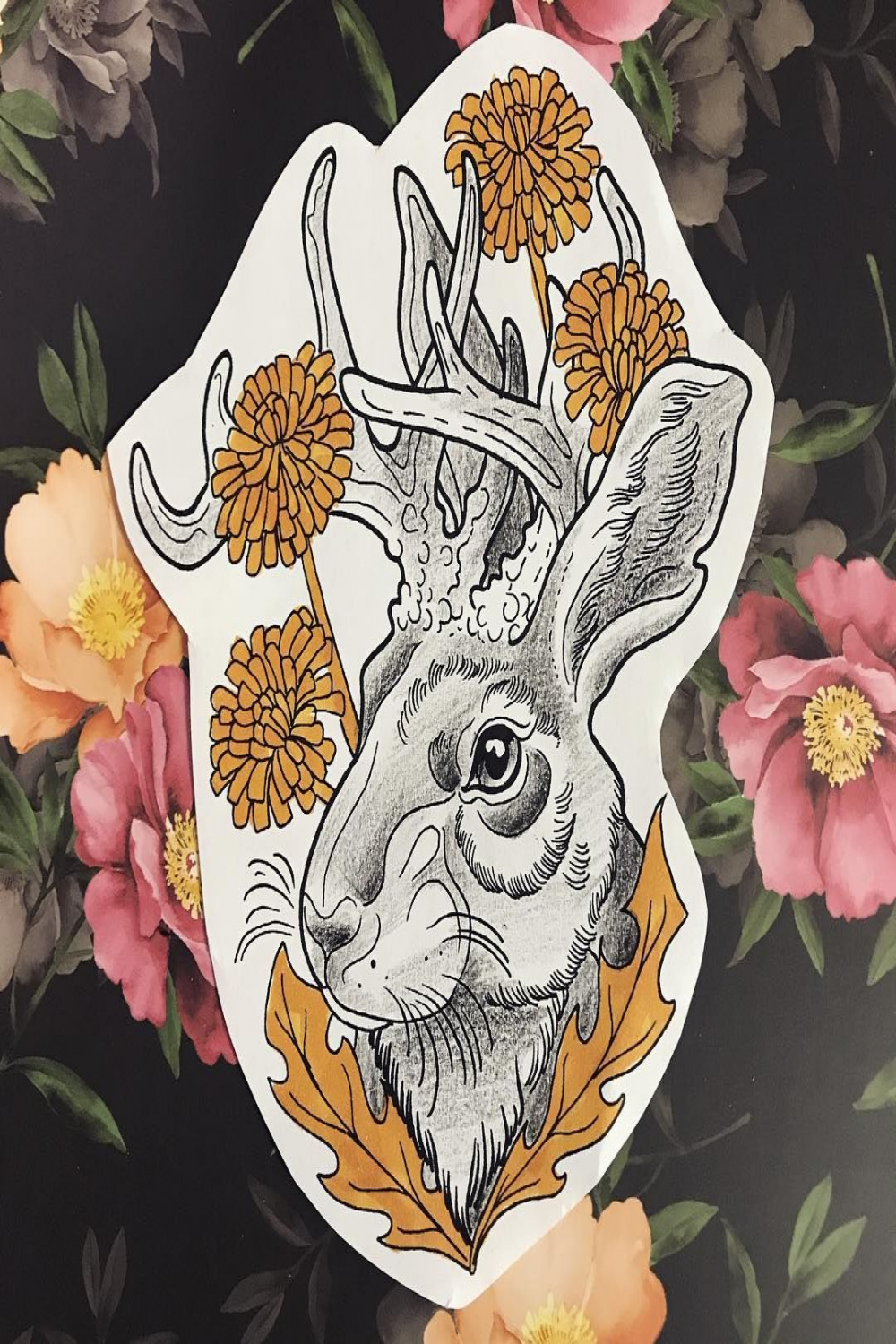 Neo Traditional Jackalope Tattoo