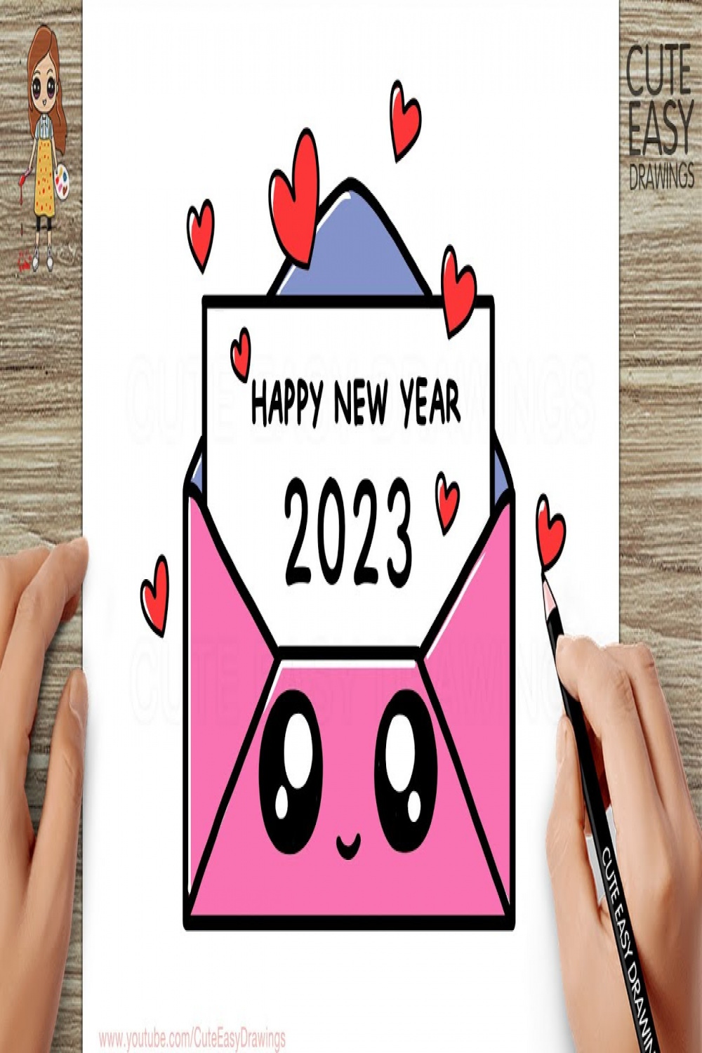 New Year Drawing  / How to Draw Cute New Year Letter Envelope / Desenho  de Ano Novo  Fácil