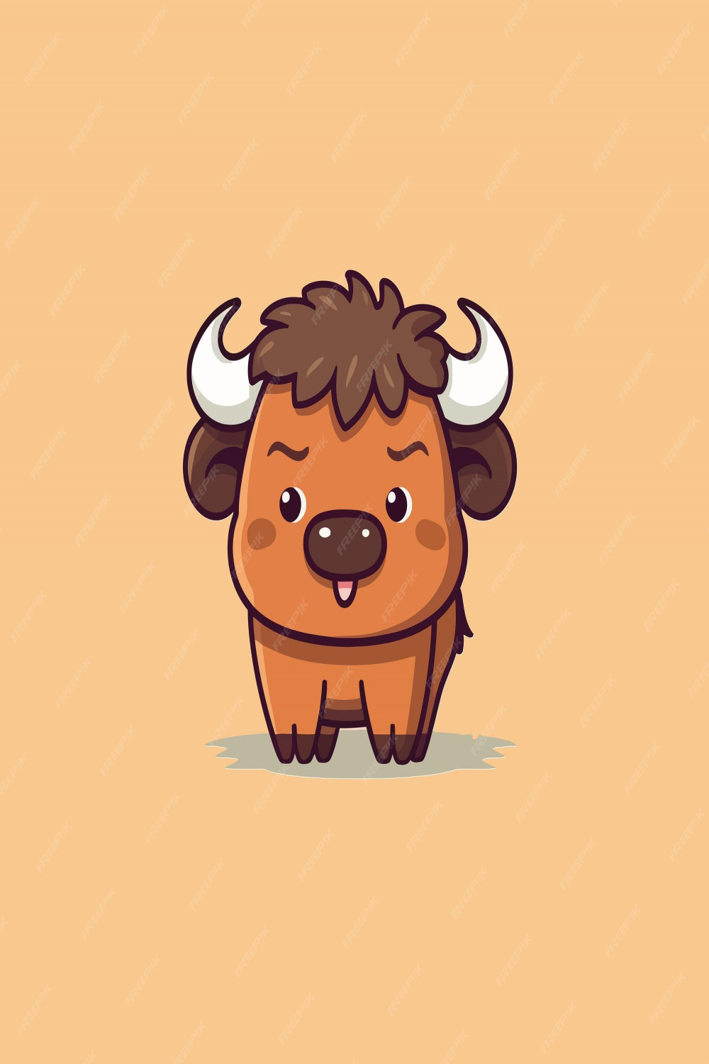 Niedlicher kawaii-büffel-chibi-maskottchen-vektor-cartoon-stil