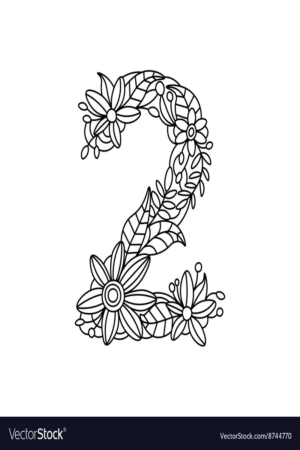 Number  coloring book for adults Royalty Free Vector Image