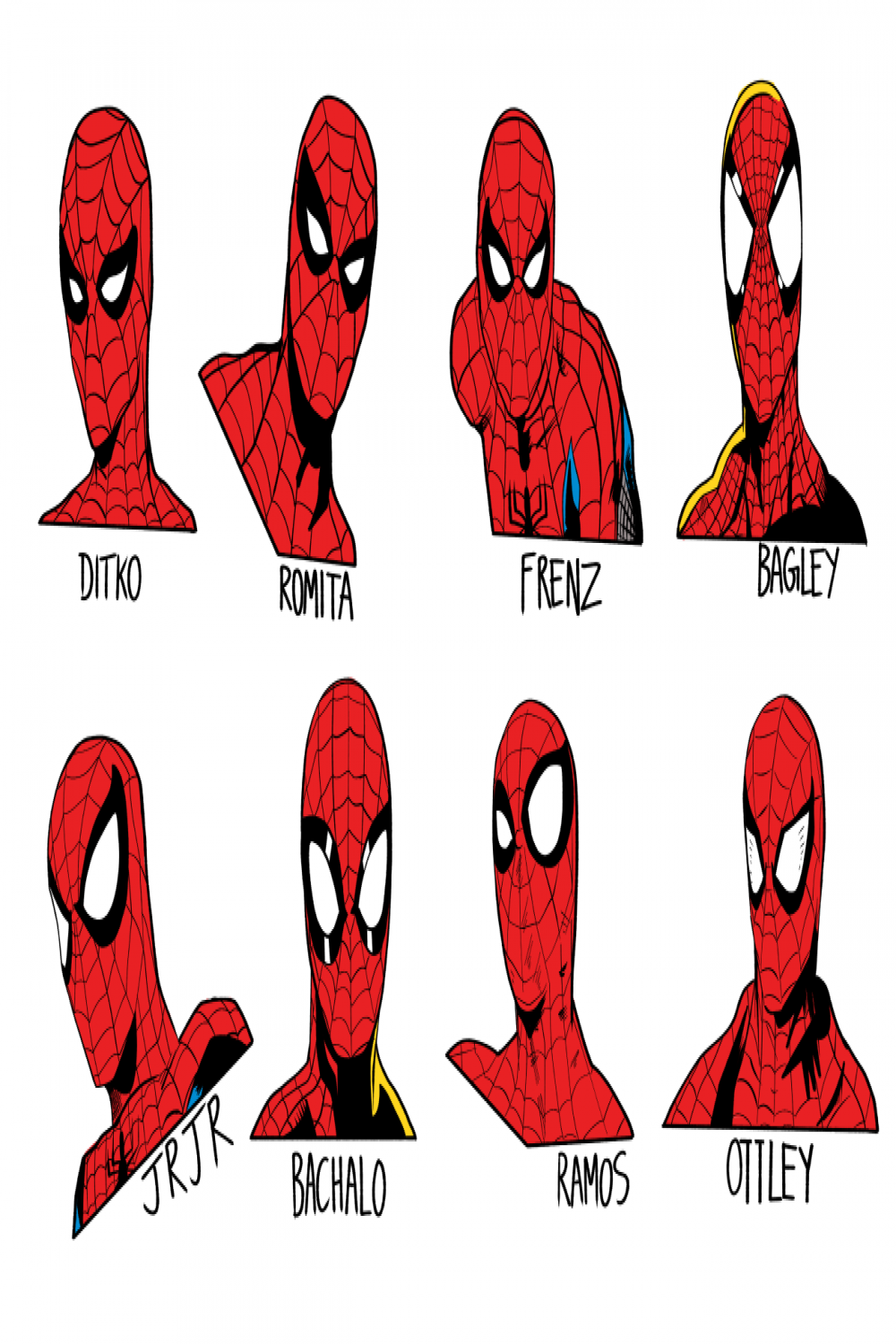 OC] Drawing Spidey in  different styles