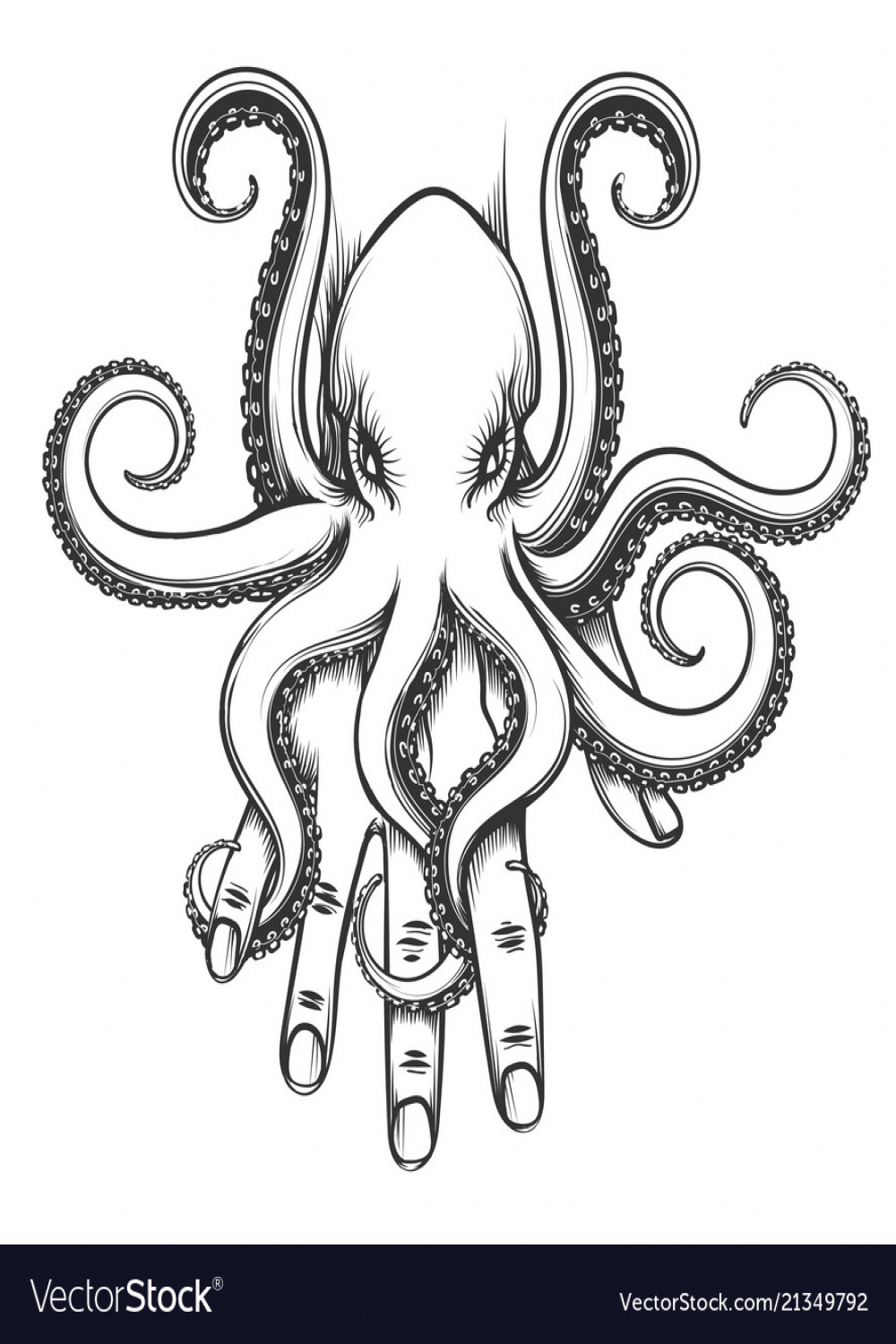 Octopus on a hand Royalty Free Vector Image - VectorStock