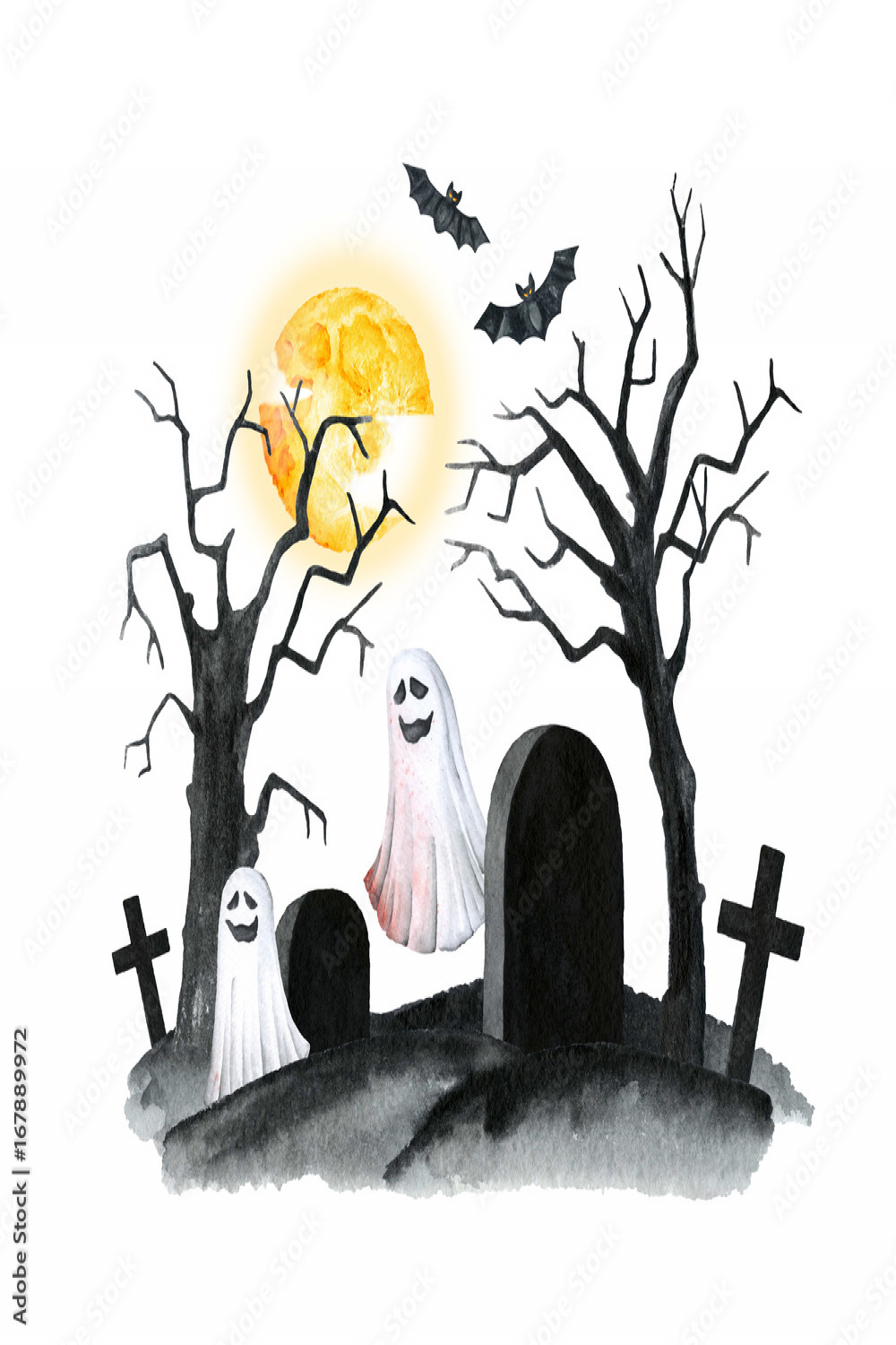 Old Cemetery Landscape. Horror night