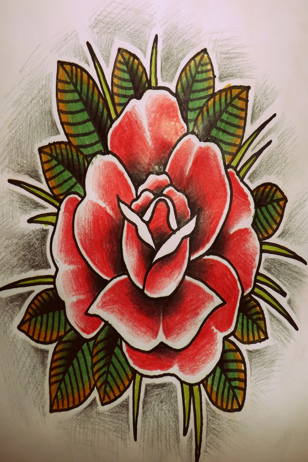 oldschool #rose #tattoo #sketch #drawing  Tatoeage ideeën