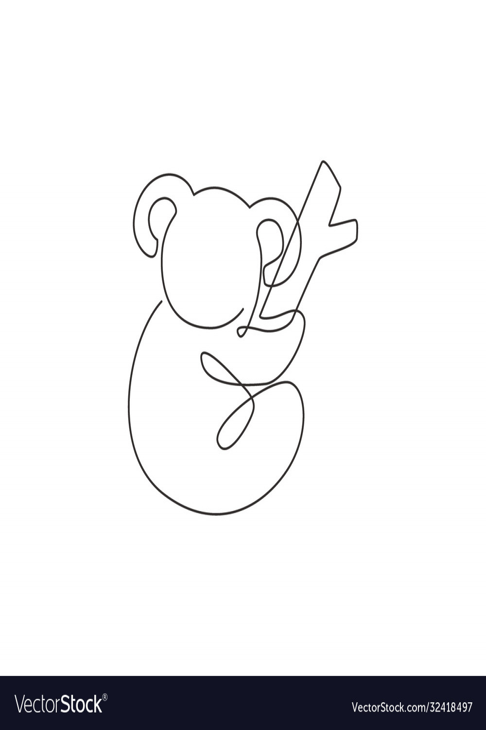 One continuous line drawing adorable koala Vector Image