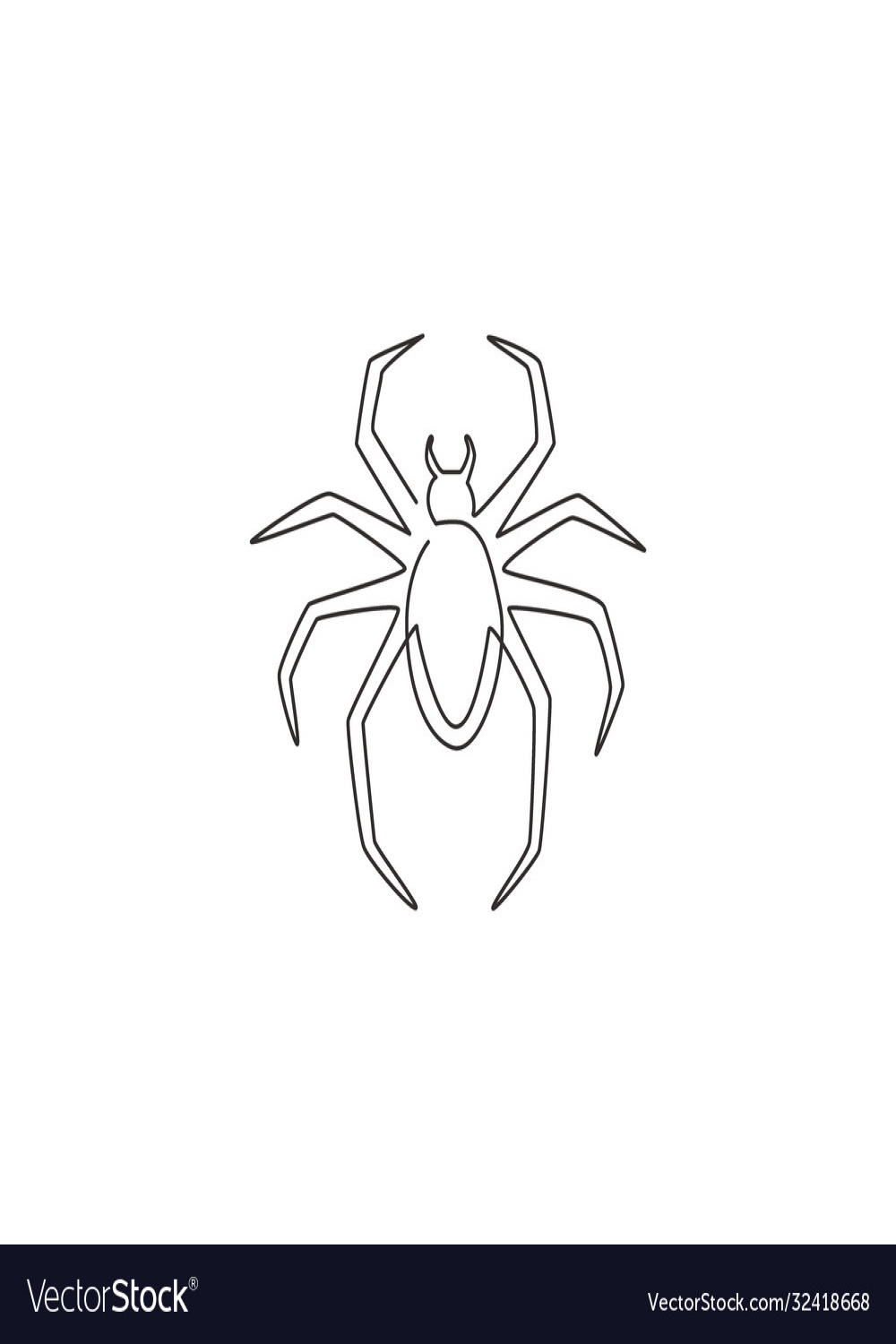 One continuous line drawing spider spreading Vector Image