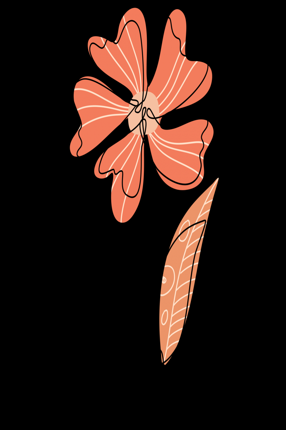 One Line Flower Drawing  PNG