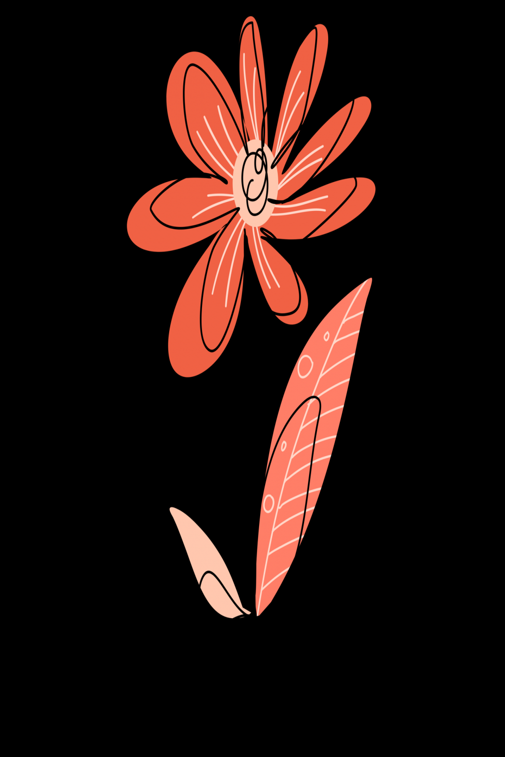 One Line Flower Drawing  PNG