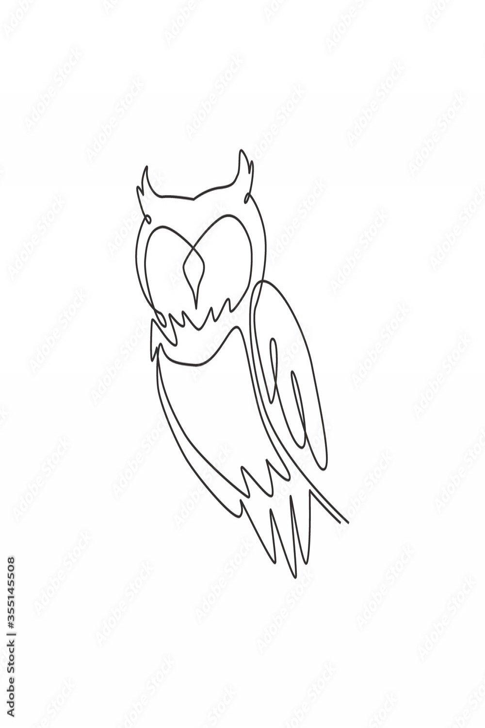 One single line drawing of elegant owl bird for company logo