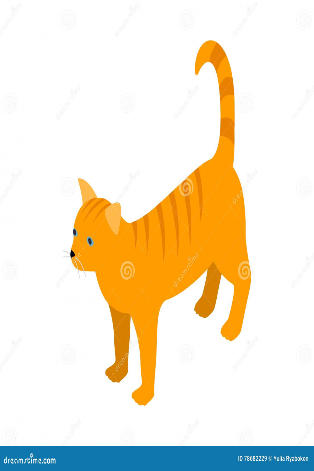 Orange Tabby Cat Icon, Isometric d Style Stock Vector