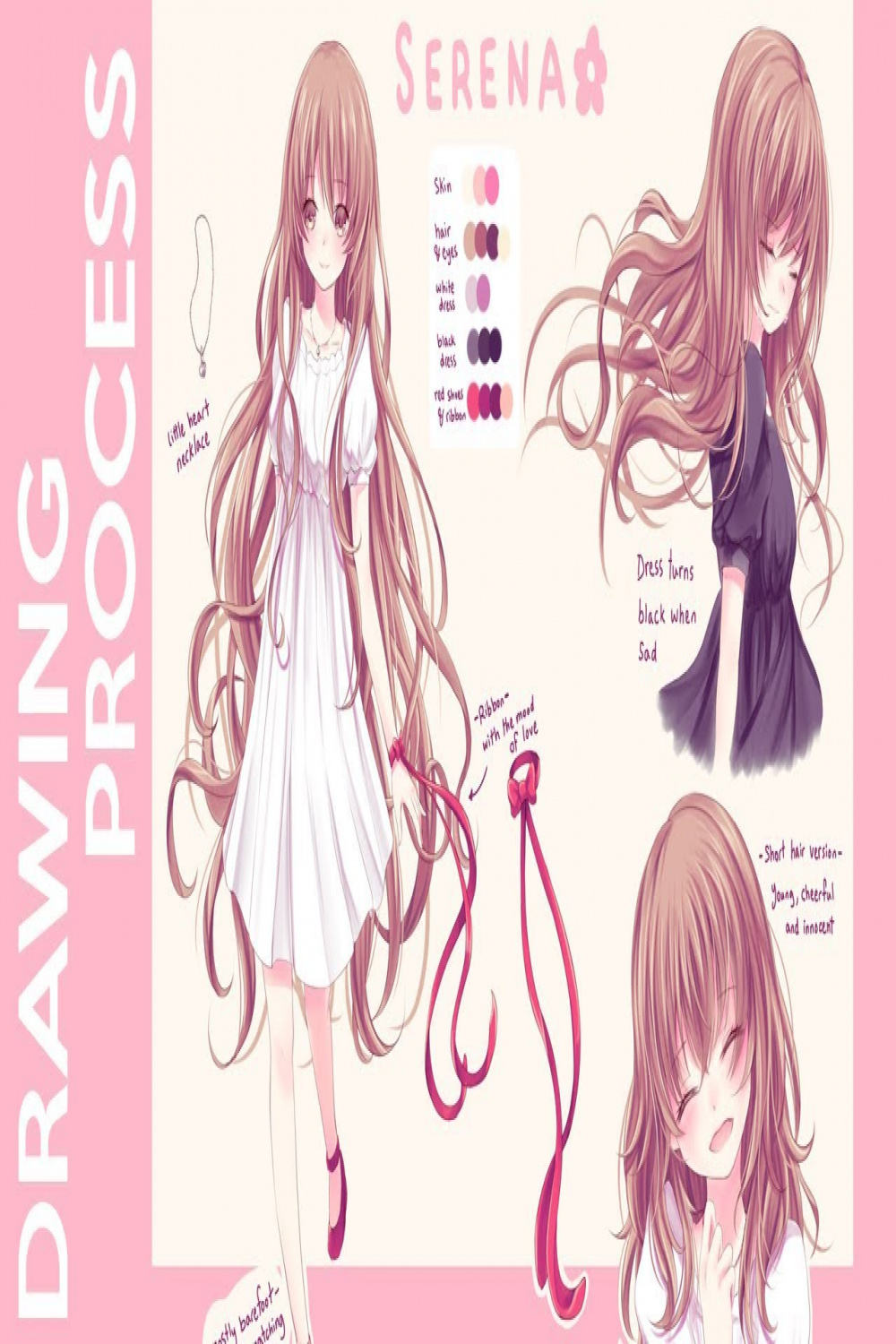 【PaintTool Sai】Serena OC Reference Sheet - Drawing Process