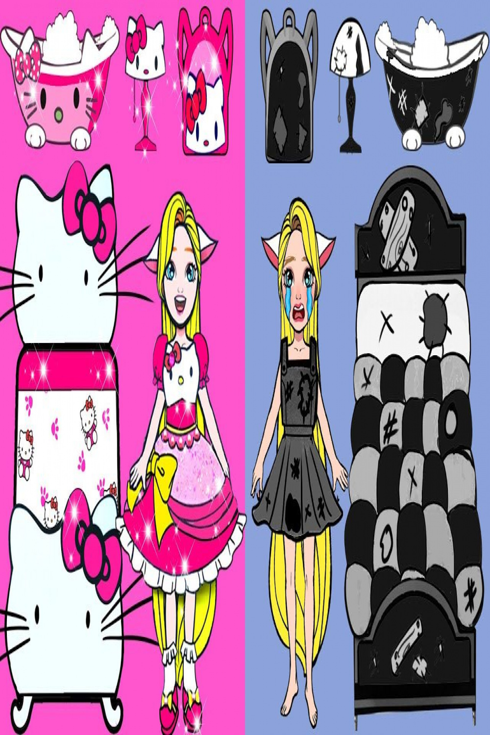 Paper Dolls Dress Up - Costume Hello Kitty Party Handmade Dresses