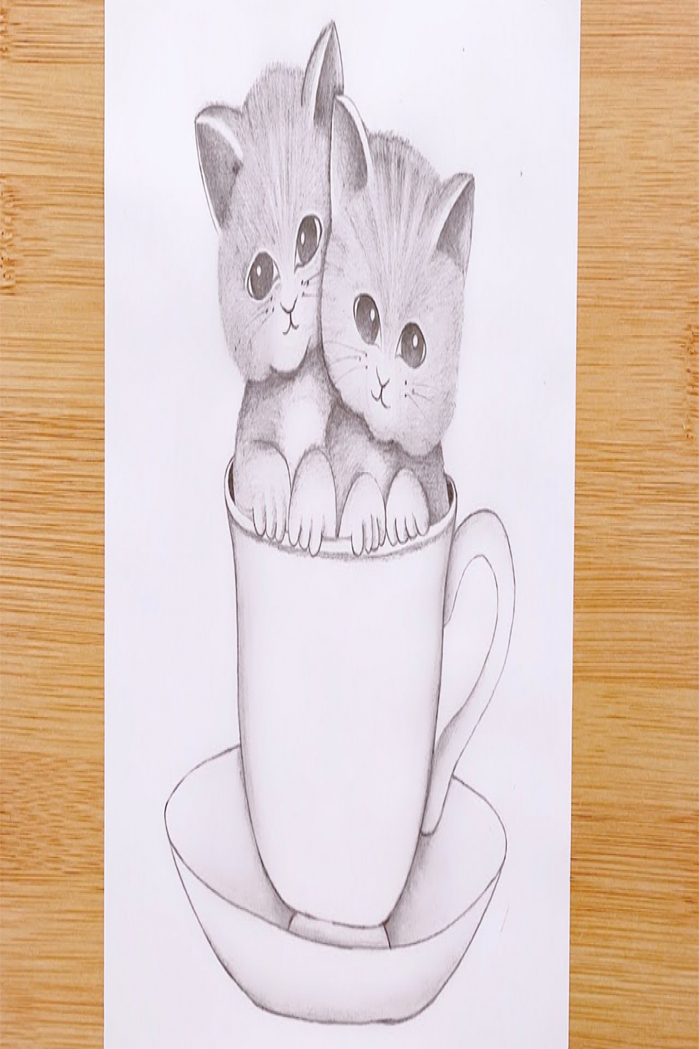 Pencil sketch Drawing / How to Draw a Cute Kitty in a Cup - Step by Step