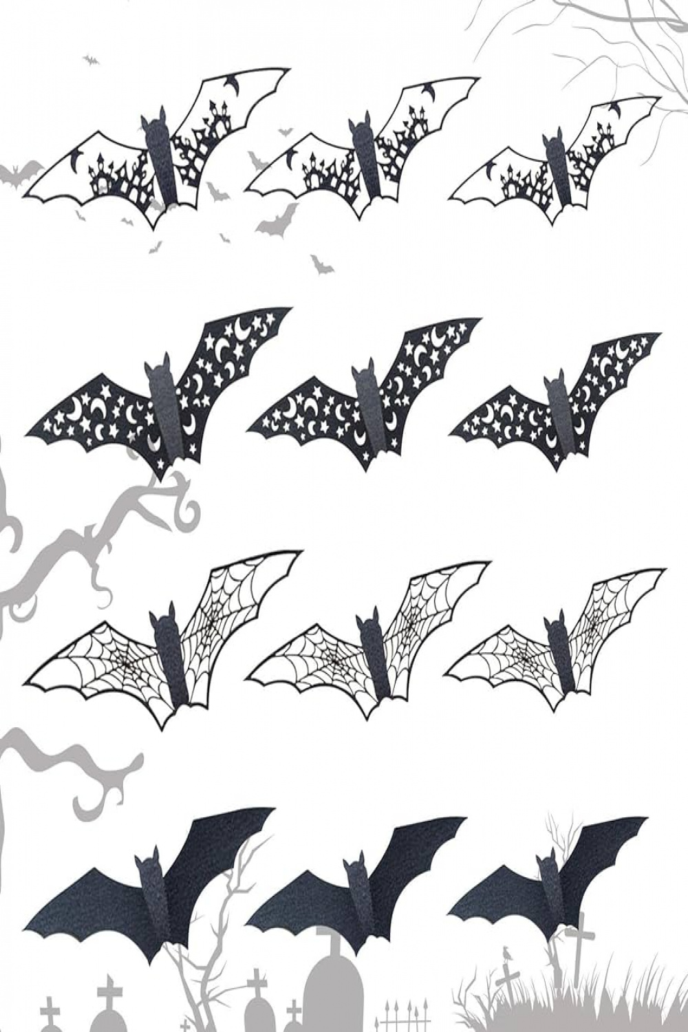 Pieces Halloween Bat Stickers, Black Bat Stickers, Room Decor,   Pieces, Party DIY Stickers, Halloween Horror Bats, Removable for Party  Supplies,