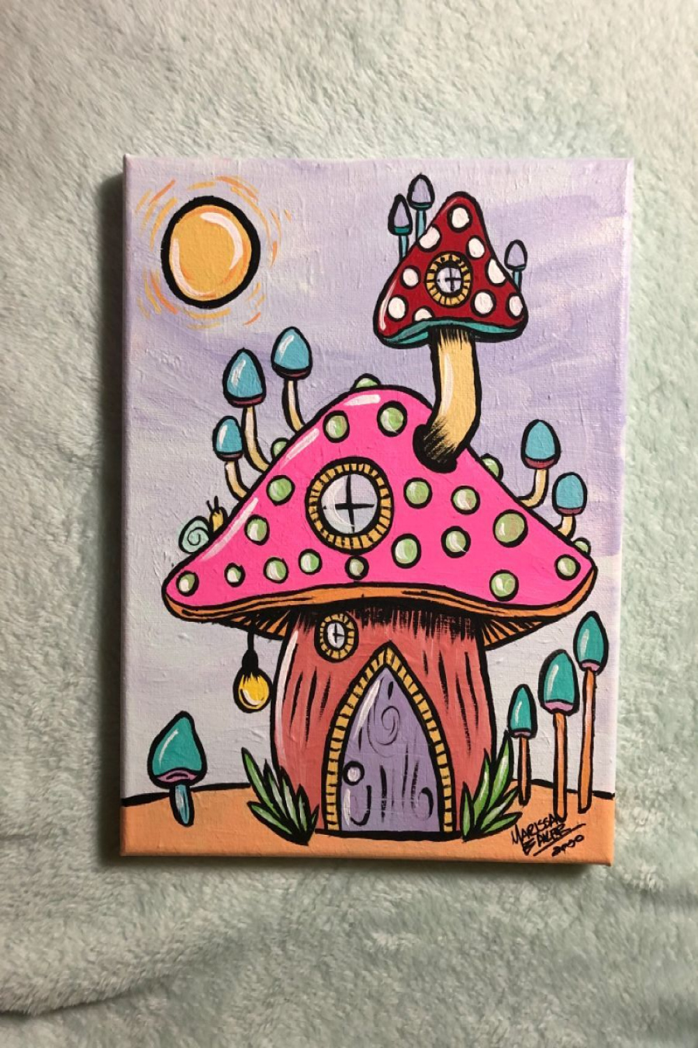 Pilz Haus der Acryl-Malerei auf Leinwand Erhältlich auf Etsy