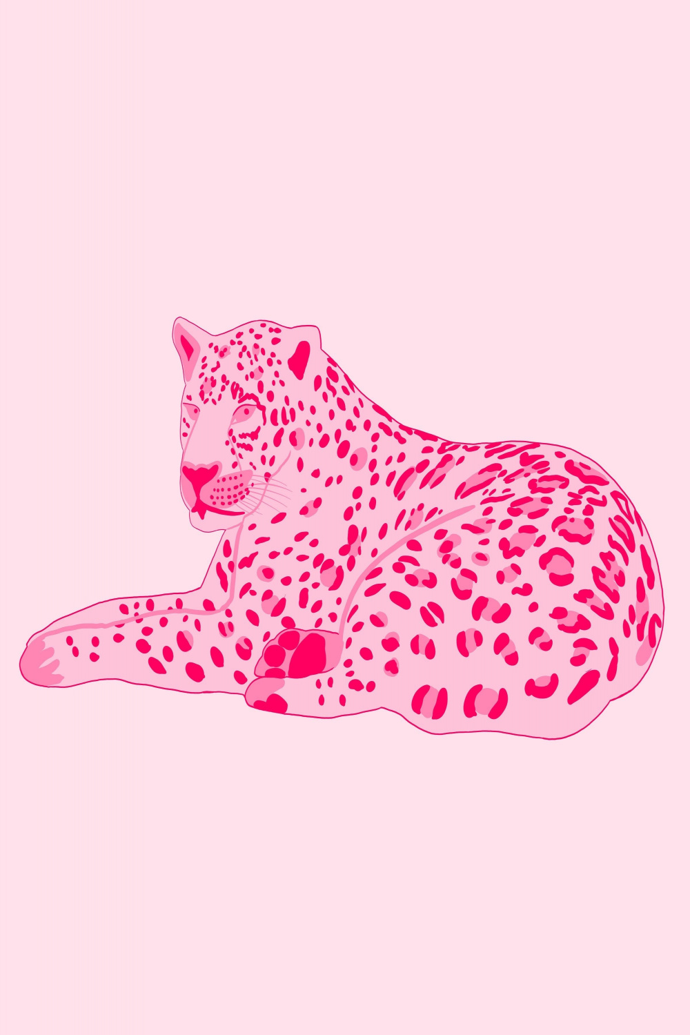 Pink Cheetah Print  Preppy Illustrated Print