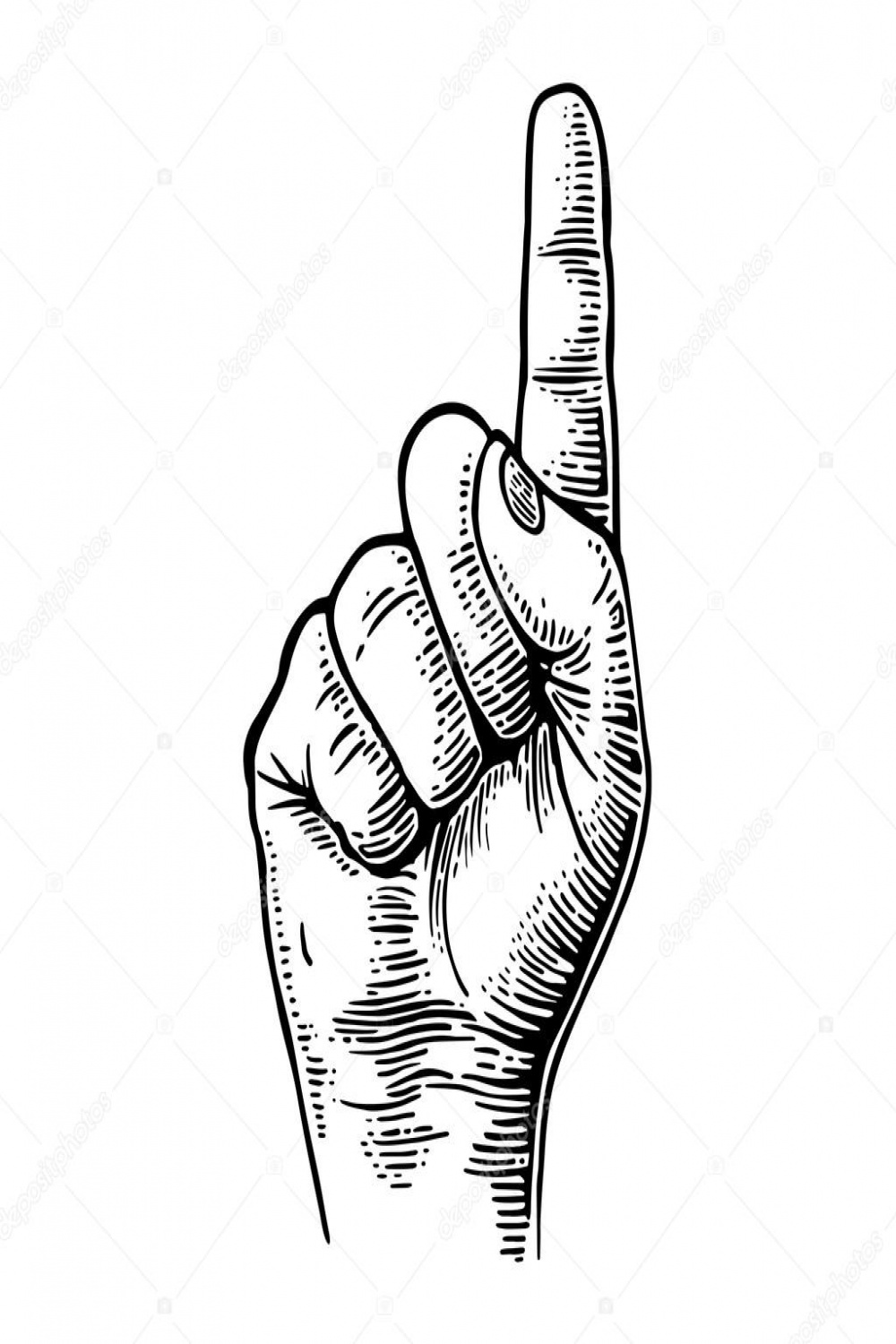 Pointing finger. Number one hand sign