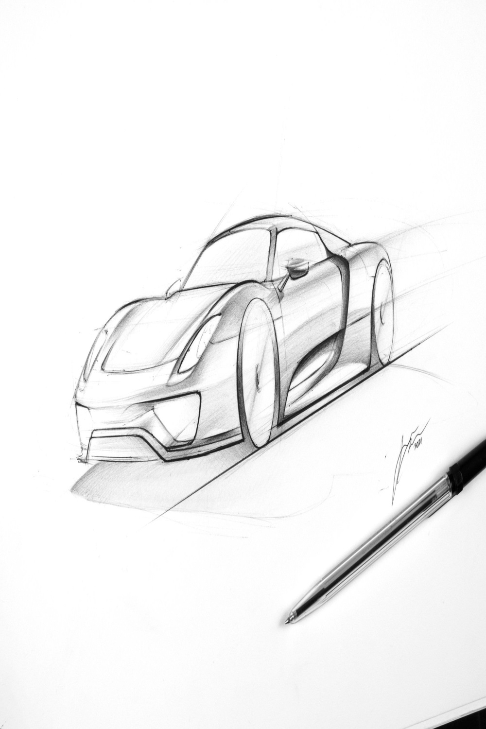 Porsche  Spyder Skizze Originalzeichnung gerahmte - Etsy